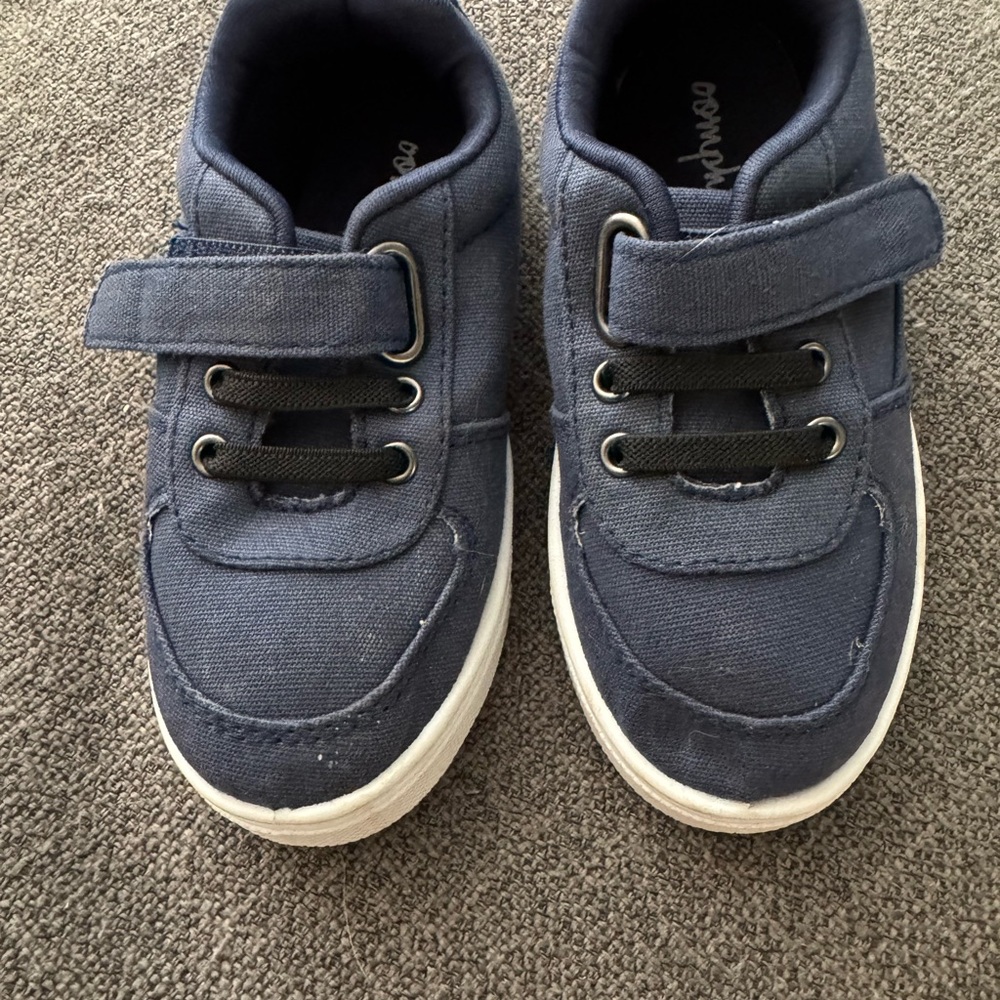 Oomphies Blue Sneakers with Velcro Strap and Canvas Upper